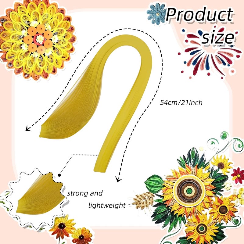 silllule 360Pcs Paper Quilling Strips 3mm (1/8inch) Width 54cm (21inch) Length Strips Quilling Art Paper, Single Color Quilling Strips Paper for Art,Parper Craft Decorating,Paper Hand Craft (Yellow) - Image 2